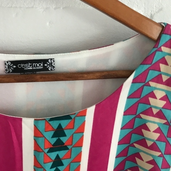 C’est moi Mini Dress Retro Geometrical Relaxed fit Loose fit Size M - Picture 3 of 7